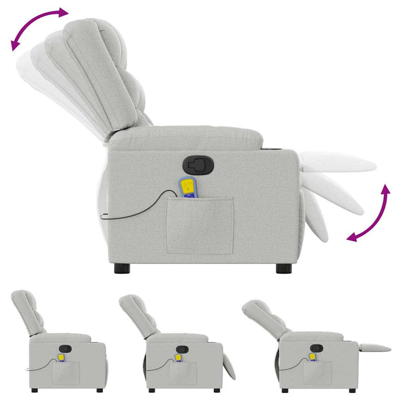 vidaXL felhőszürke szövet dönthető masszázsfotel