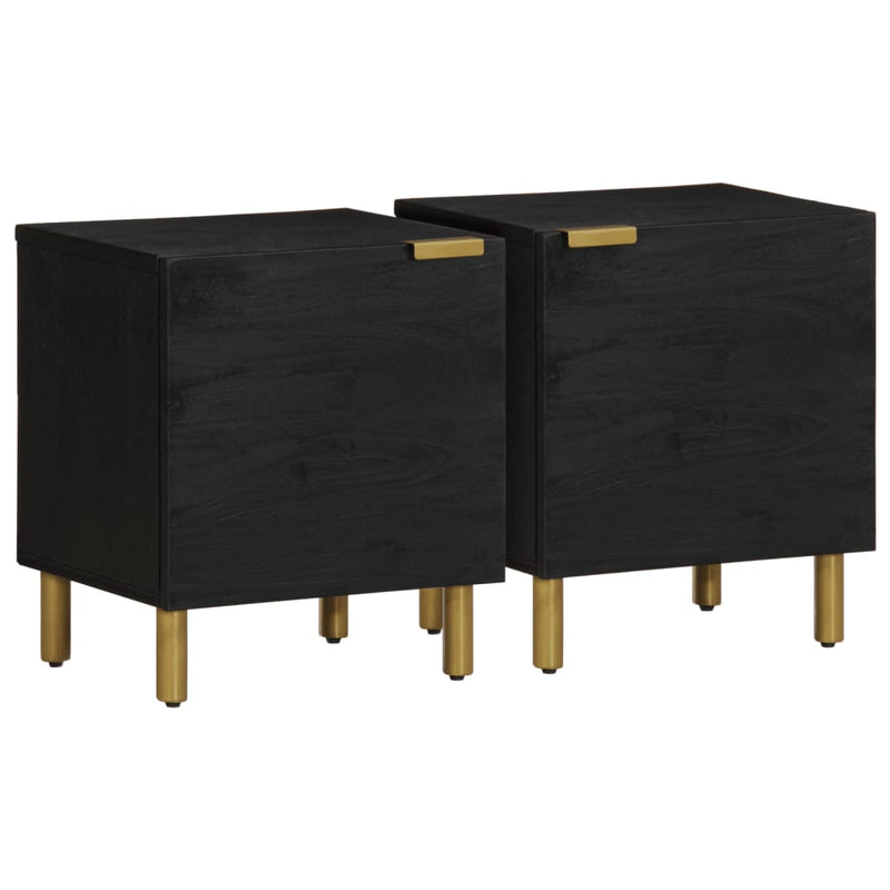 vidaXL 2 db fekete tömör mangófa éjjeliszekrény 40 x 33 x 46 cm