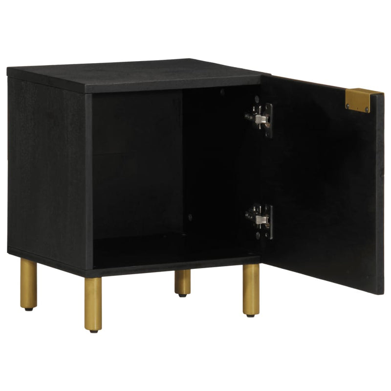 vidaXL 2 db fekete tömör mangófa éjjeliszekrény 40 x 33 x 46 cm