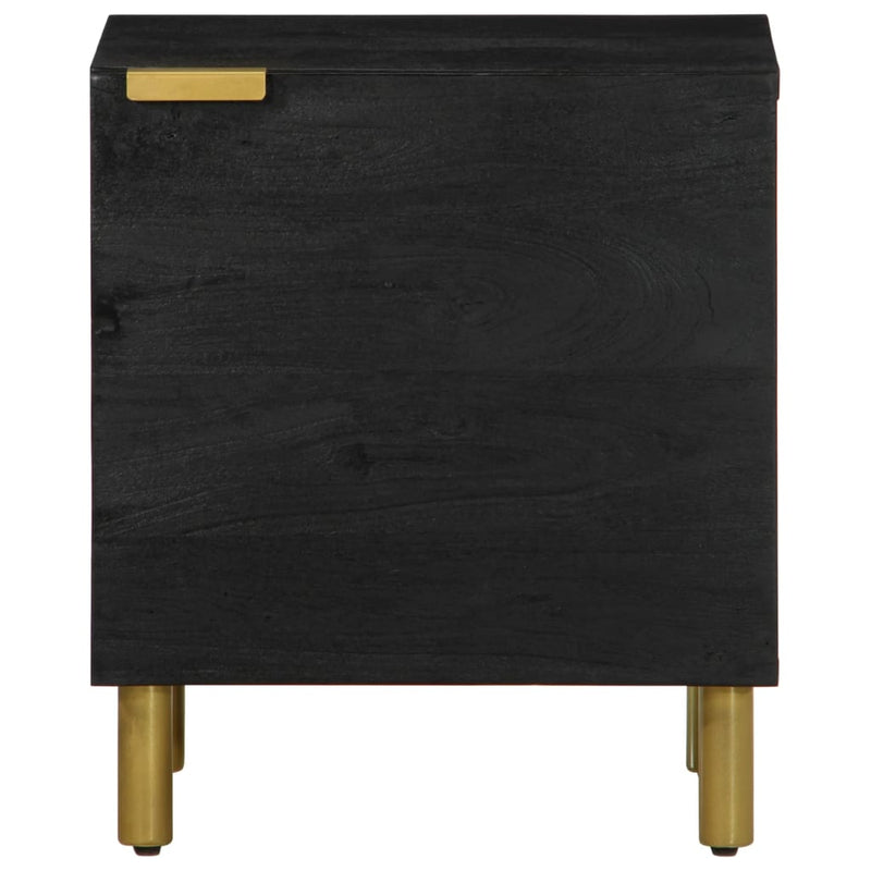 vidaXL 2 db fekete tömör mangófa éjjeliszekrény 40 x 33 x 46 cm