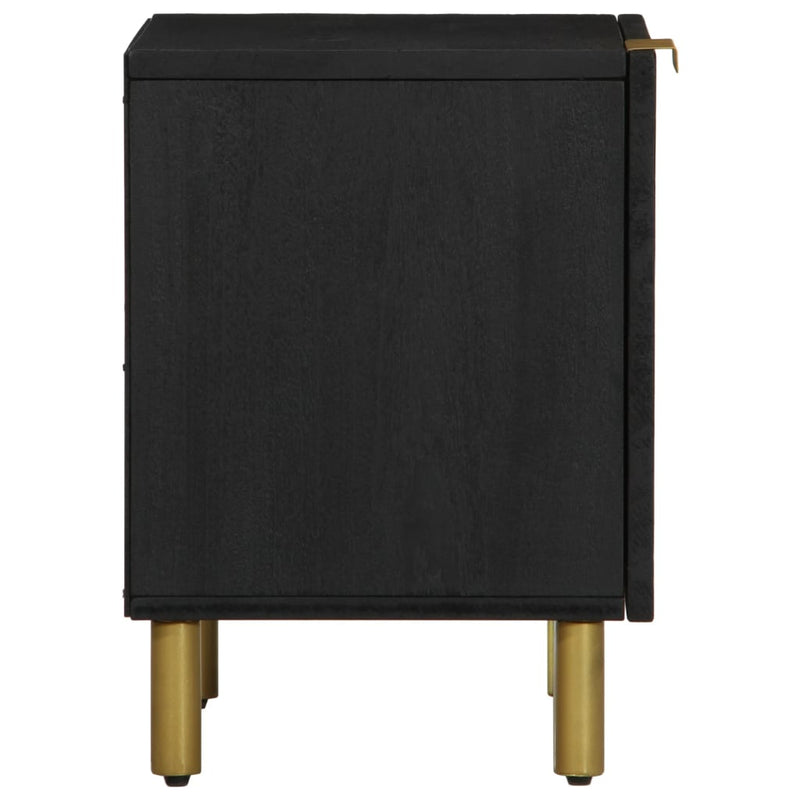 vidaXL 2 db fekete tömör mangófa éjjeliszekrény 40 x 33 x 46 cm