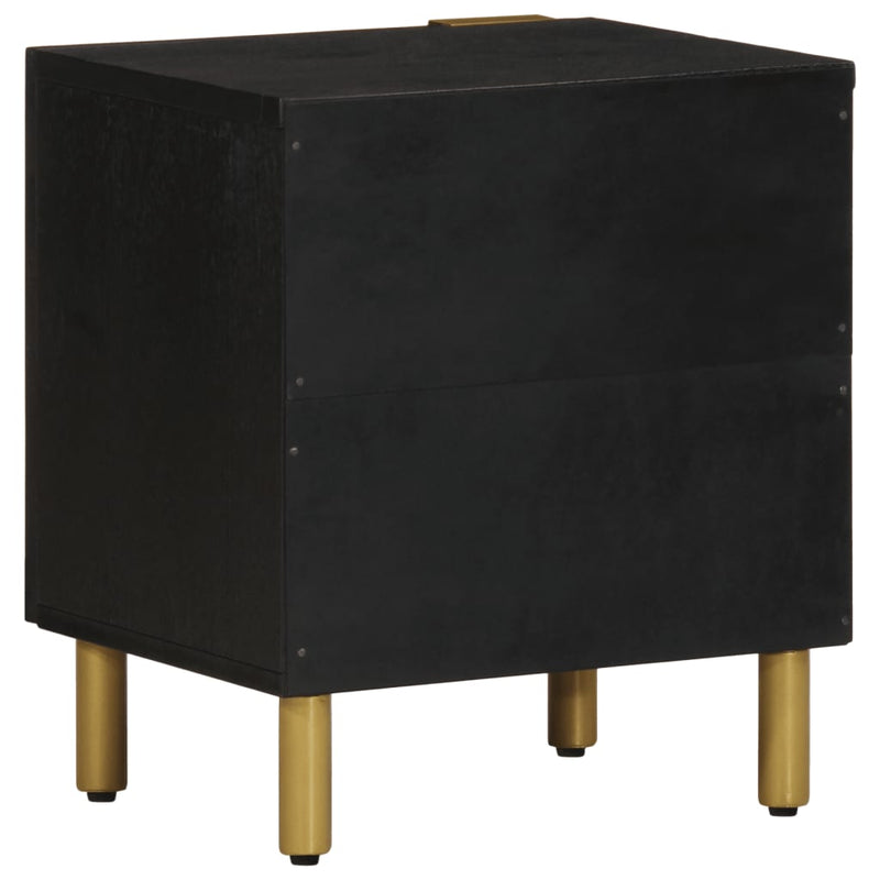 vidaXL 2 db fekete tömör mangófa éjjeliszekrény 40 x 33 x 46 cm