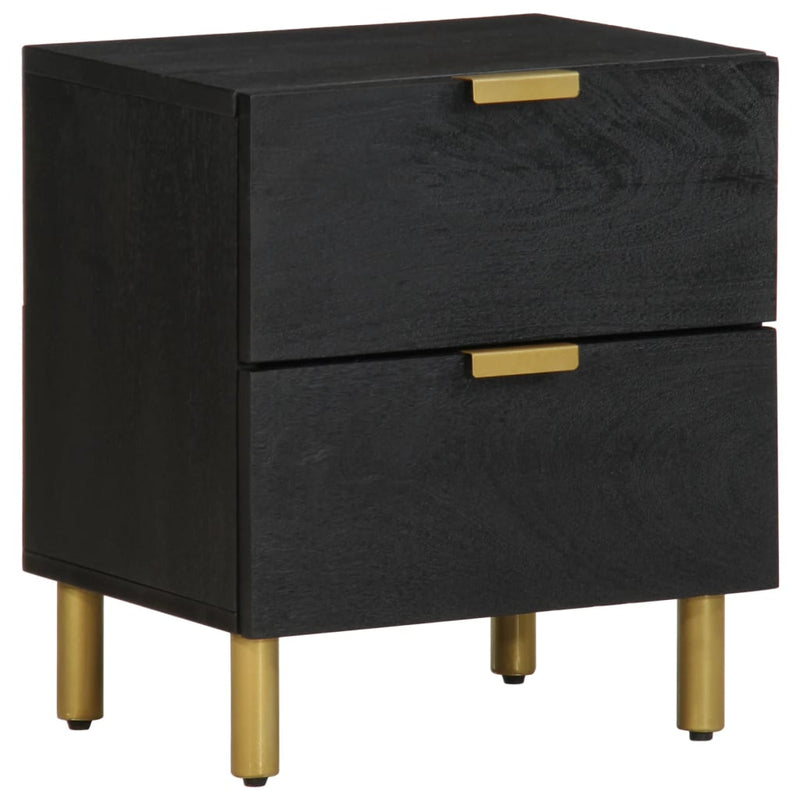 vidaXL 2 db fekete tömör mangófa éjjeliszekrény 40 x 33 x 46 cm