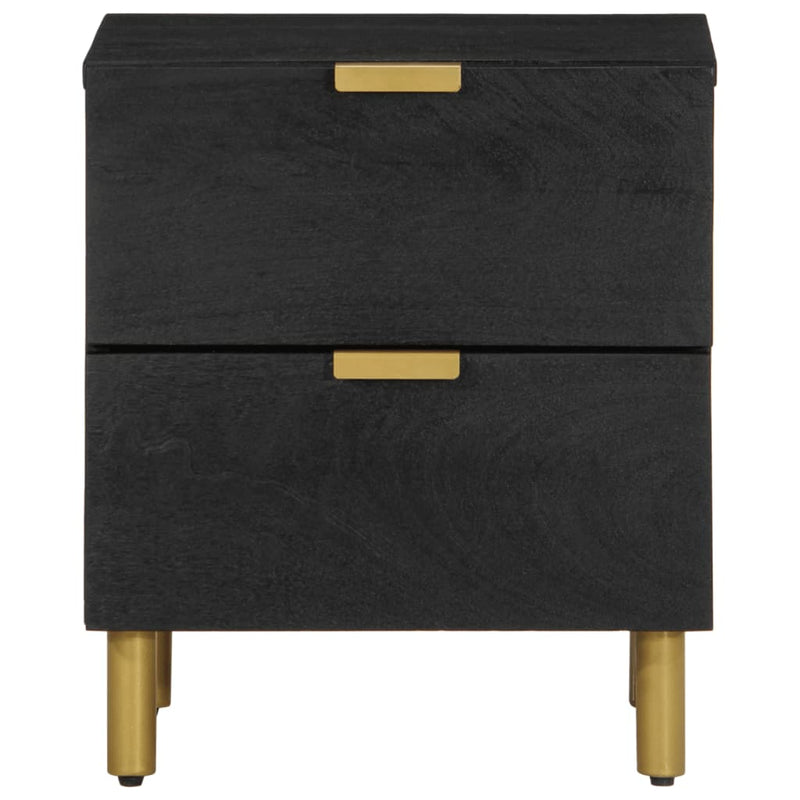 vidaXL 2 db fekete tömör mangófa éjjeliszekrény 40 x 33 x 46 cm