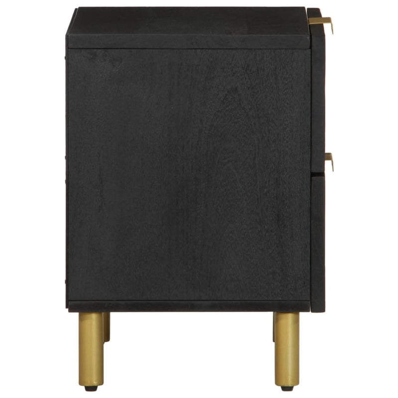 vidaXL 2 db fekete tömör mangófa éjjeliszekrény 40 x 33 x 46 cm