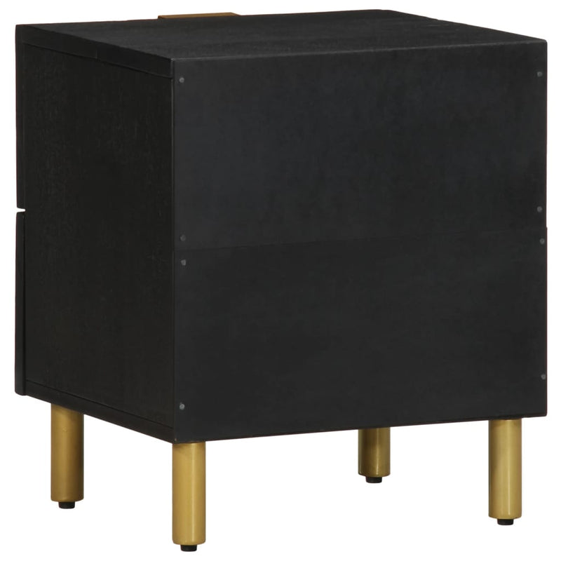 vidaXL 2 db fekete tömör mangófa éjjeliszekrény 40 x 33 x 46 cm