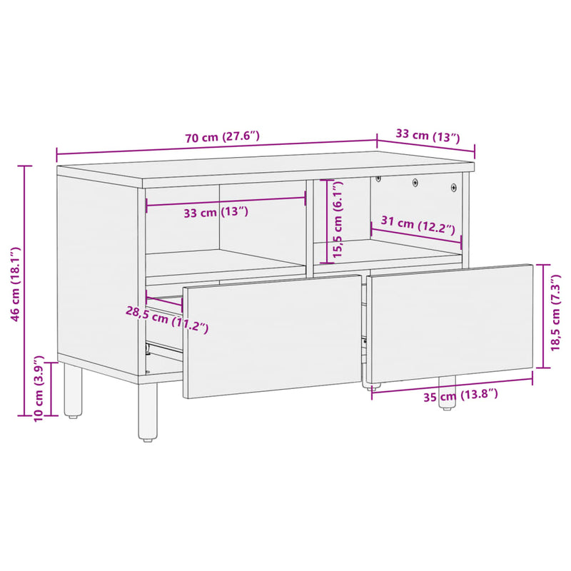 vidaXL fekete szerelt fa TV-szekrény 70 x 33 x 46 cm