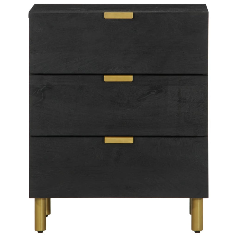 vidaXL fekete tömör szerelt fa éjjeliszekrény 50 x 33 x 62 cm