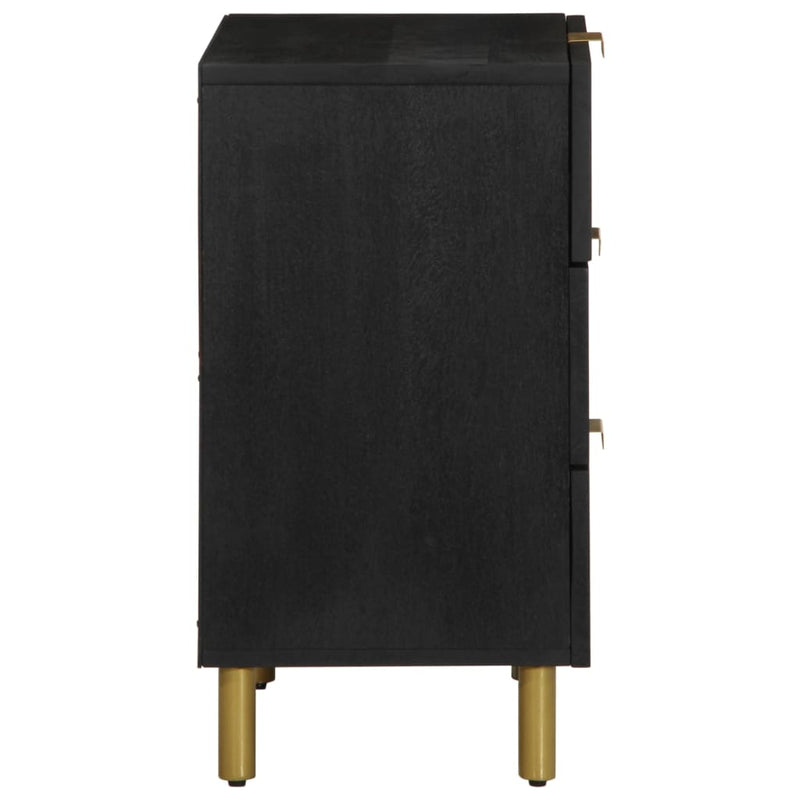 vidaXL fekete tömör szerelt fa éjjeliszekrény 50 x 33 x 62 cm