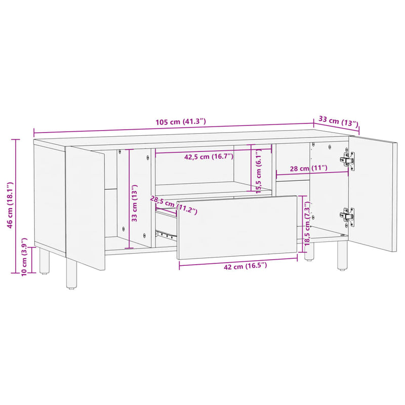 vidaXL fekete szerelt fa TV-szekrény 105 x 33 x 46 cm