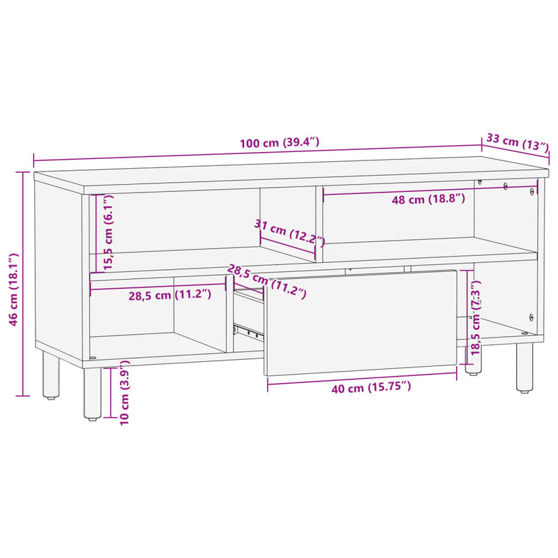 vidaXL fekete szerelt fa TV-szekrény 100 x 33 x 46 cm