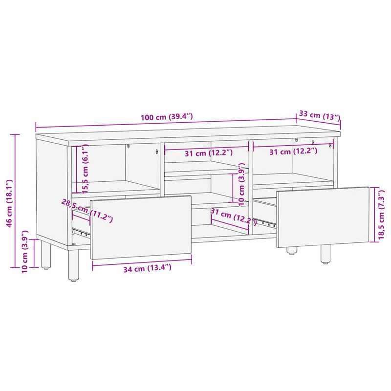 vidaXL fekete szerelt fa TV-szekrény 100 x 33 x 46 cm