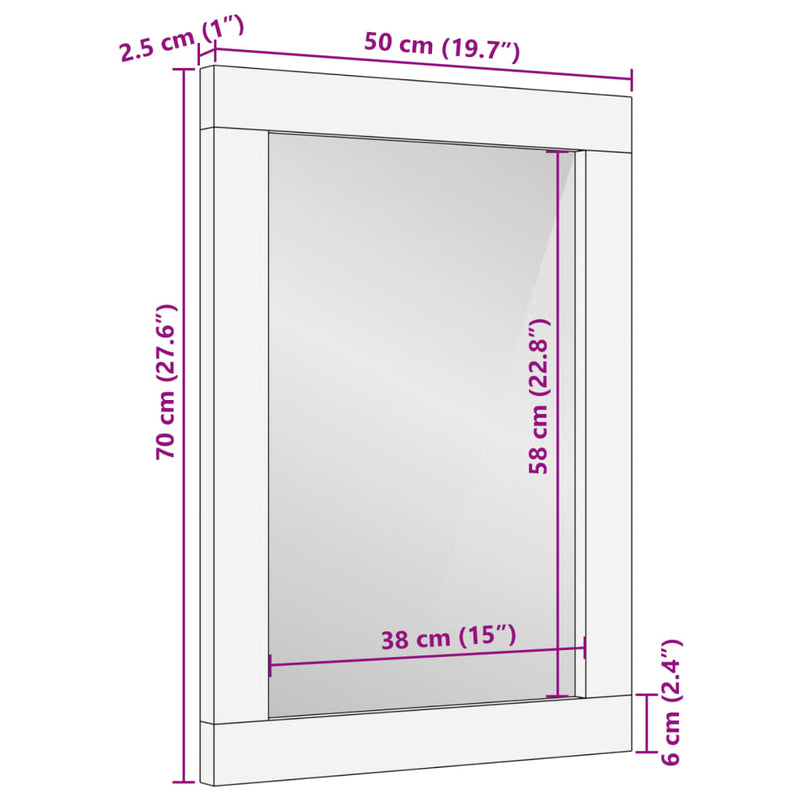 vidaXL fekete szerelt fa és sárgaréz fürdőszobatükör 50 x 70 x 2,5 cm