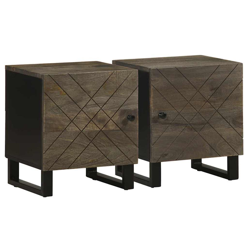 vidaXL 2 db fekete tömör mangófa éjjeliszekrény 40 x 33 x 46 cm
