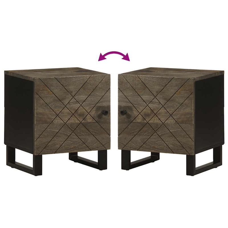vidaXL 2 db fekete tömör mangófa éjjeliszekrény 40 x 33 x 46 cm