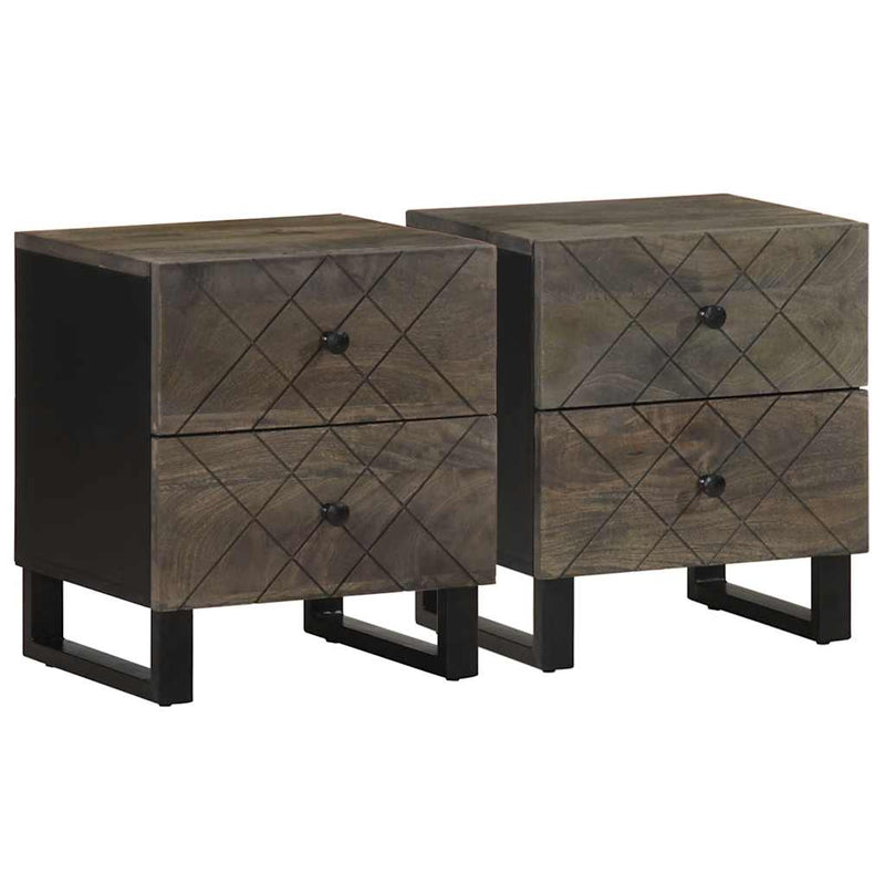 vidaXL 2 db fekete tömör mangófa éjjeliszekrény 40 x 33 x 46 cm