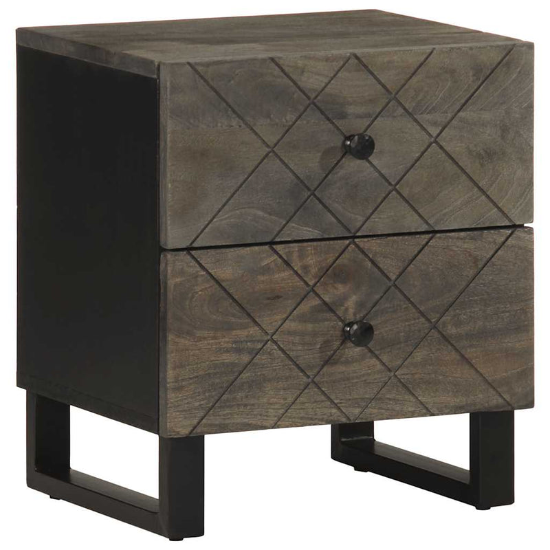 vidaXL 2 db fekete tömör mangófa éjjeliszekrény 40 x 33 x 46 cm