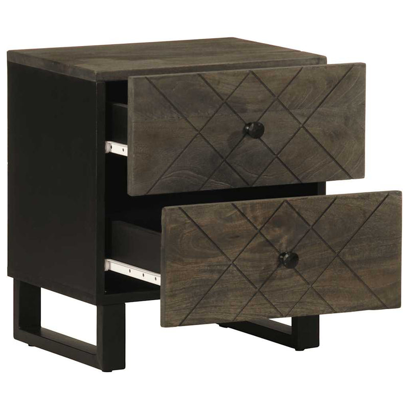 vidaXL 2 db fekete tömör mangófa éjjeliszekrény 40 x 33 x 46 cm