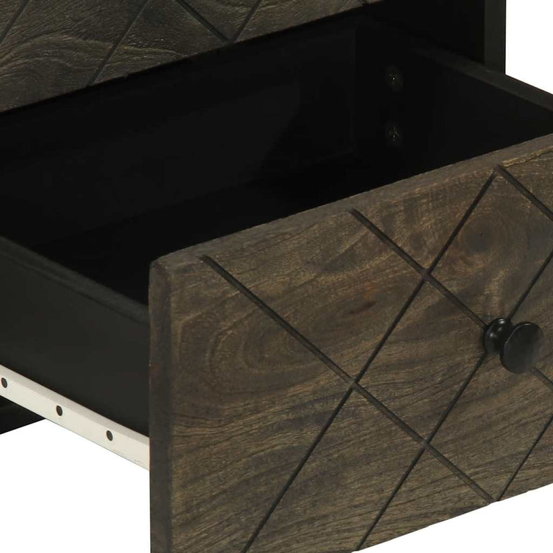 vidaXL 2 db fekete tömör mangófa éjjeliszekrény 40 x 33 x 46 cm
