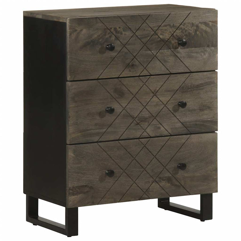 vidaXL Sideboard Fekete 60x33x75 cm tömörfa Mango