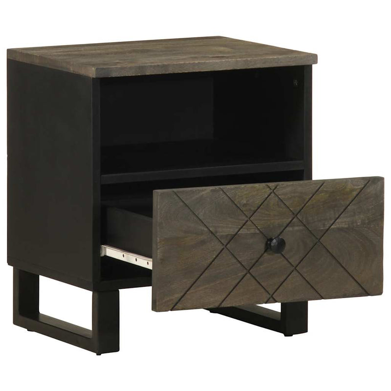 vidaXL 2 db fekete tömör mangófa éjjeliszekrény 40 x 33 x 46 cm