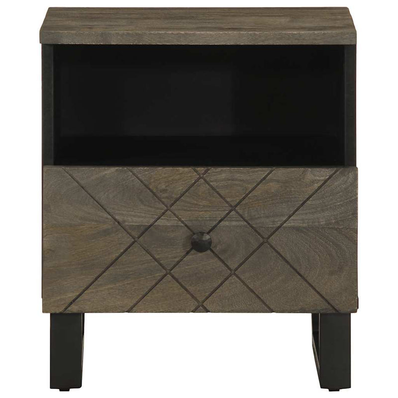 vidaXL 2 db fekete tömör mangófa éjjeliszekrény 40 x 33 x 46 cm
