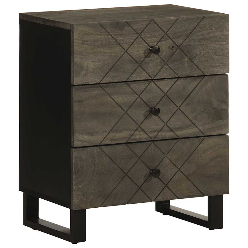 vidaXL éjjeliszekrény fekete 50x33x62 cm tömörfa mangófa