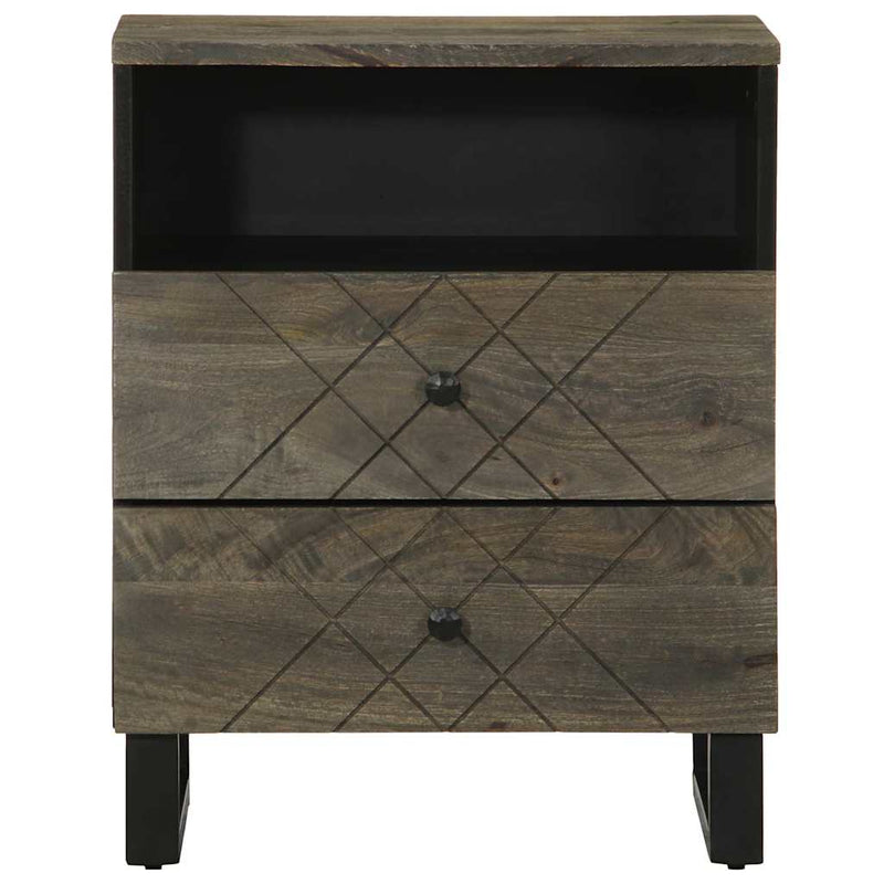 vidaXL éjjeliszekrény fekete 50x33x62 cm tömörfa mangófa