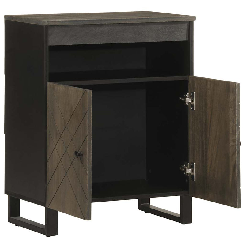 vidaXL Sideboard Fekete 60x33x75 cm tömörfa Mango