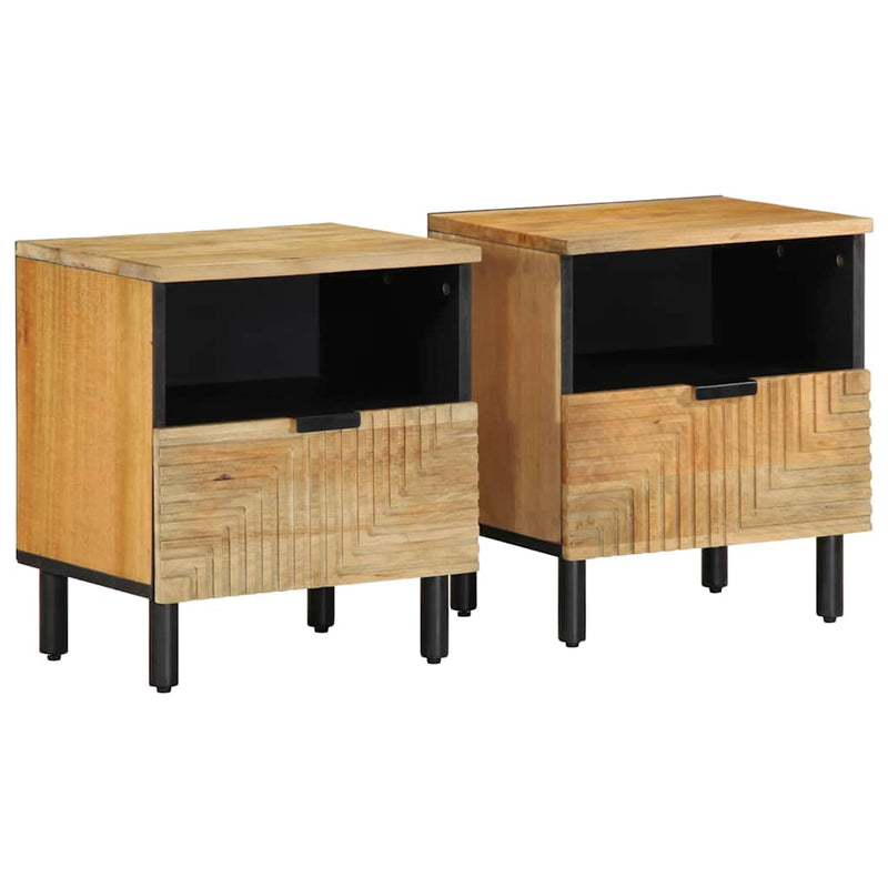 vidaXL 2 db barna tömör mangófa éjjeliszekrény 40 x 33 x 46 cm