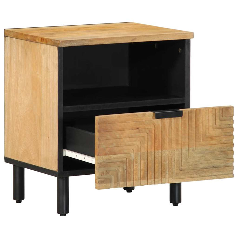 vidaXL 2 db barna tömör mangófa éjjeliszekrény 40 x 33 x 46 cm