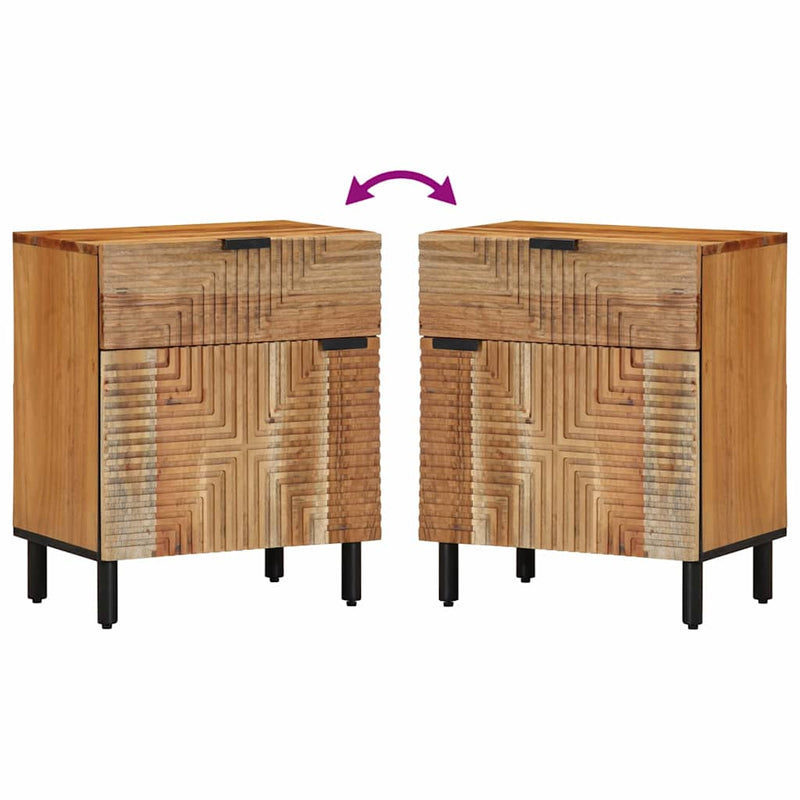 vidaXL Éjjeliszekrény fiókkal Barna 50 x 33 x 60 cm tömör akácfa