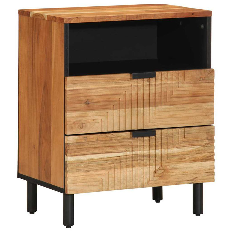 vidaXL Éjjeliszekrény fiókkal Barna 50 x 33 x 62 cm tömör akácfa