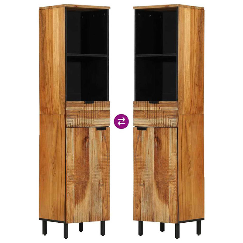 vidaXL Fürdőszekrény fiókkal Barna 38 x 33 x 160 cm Tömör akácfa