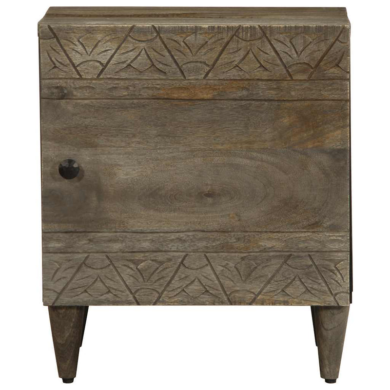 vidaXL 2 db világosszürke tömör mangófa éjjeliszekrény 40 x 33 x 46 cm
