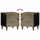 vidaXL 2 db világosszürke tömör mangófa éjjeliszekrény 40 x 33 x 46 cm