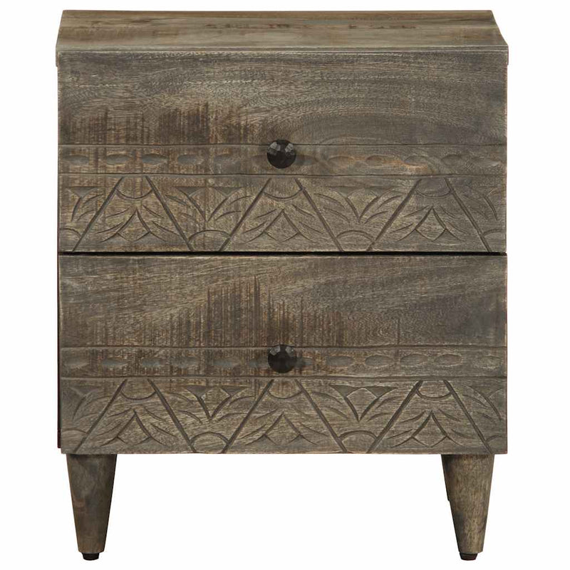 vidaXL 2 db világosszürke tömör mangófa éjjeliszekrény 40 x 33 x 46 cm