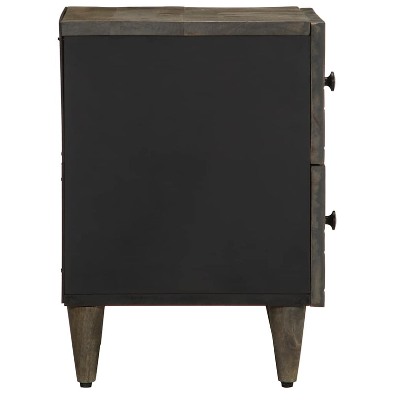 vidaXL 2 db világosszürke tömör mangófa éjjeliszekrény 40 x 33 x 46 cm
