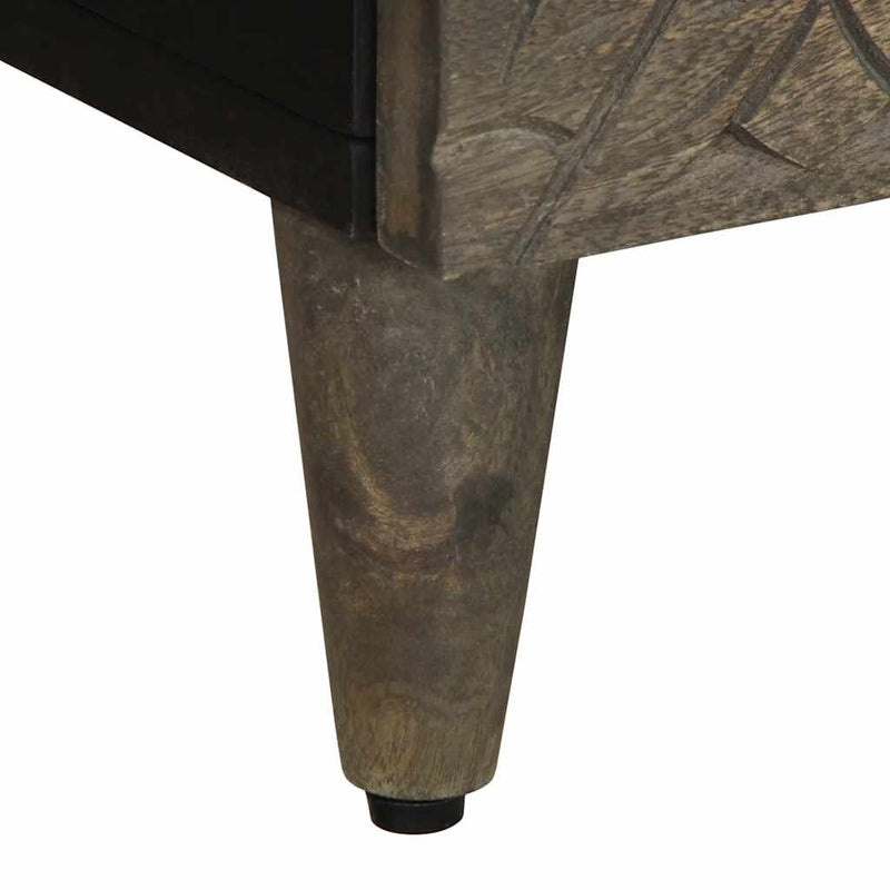 vidaXL 2 db világosszürke tömör mangófa éjjeliszekrény 40 x 33 x 46 cm