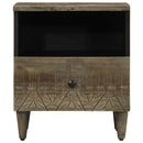 vidaXL 2 db világosszürke tömör mangófa éjjeliszekrény 40 x 33 x 46 cm