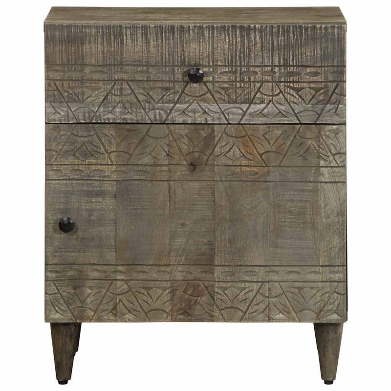 vidaXL világosszürke tömör mangófa éjjeliszekrény 50x33x60 cm