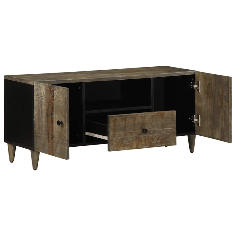 vidaXL világosszürke tömör mangófa TV-szekrény 105x33,5x46 cm