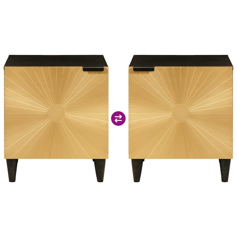 vidaXL Éjjeli asztal 2 pcs Fekete és Arany 40 x 33.5 x 46 cm