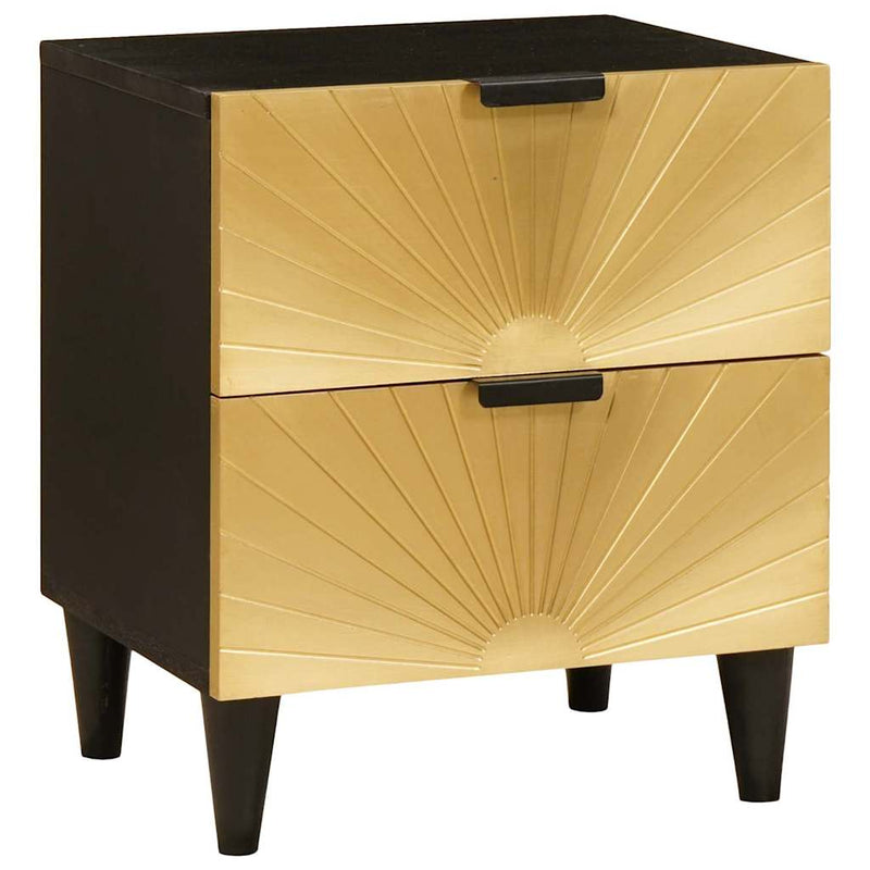 vidaXL Éjjeli asztal Fekete és Arany 40 x 33.5 x 46 cm tömör mangófa