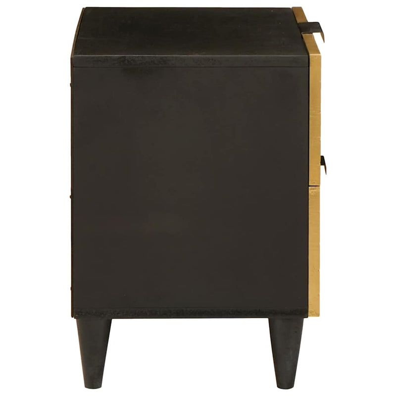 vidaXL Éjjeli asztal fiókkal 2 pcs Fekete és Arany 40 x 33.5 x 46 cm