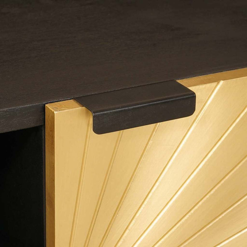 vidaXL TV szekrény Fekete és Arany 105 x 33 x 46 cm tömör mangófa