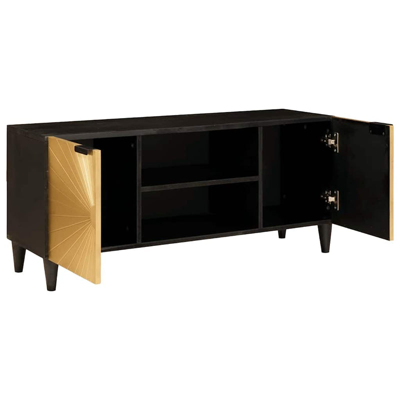 vidaXL TV szekrény Fekete és Arany 105 x 33 x 46 cm tömör mangófa