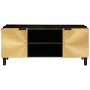 vidaXL TV szekrény polcokkal Fekete és Arany 105 x 33 x 46 cm Faanyag