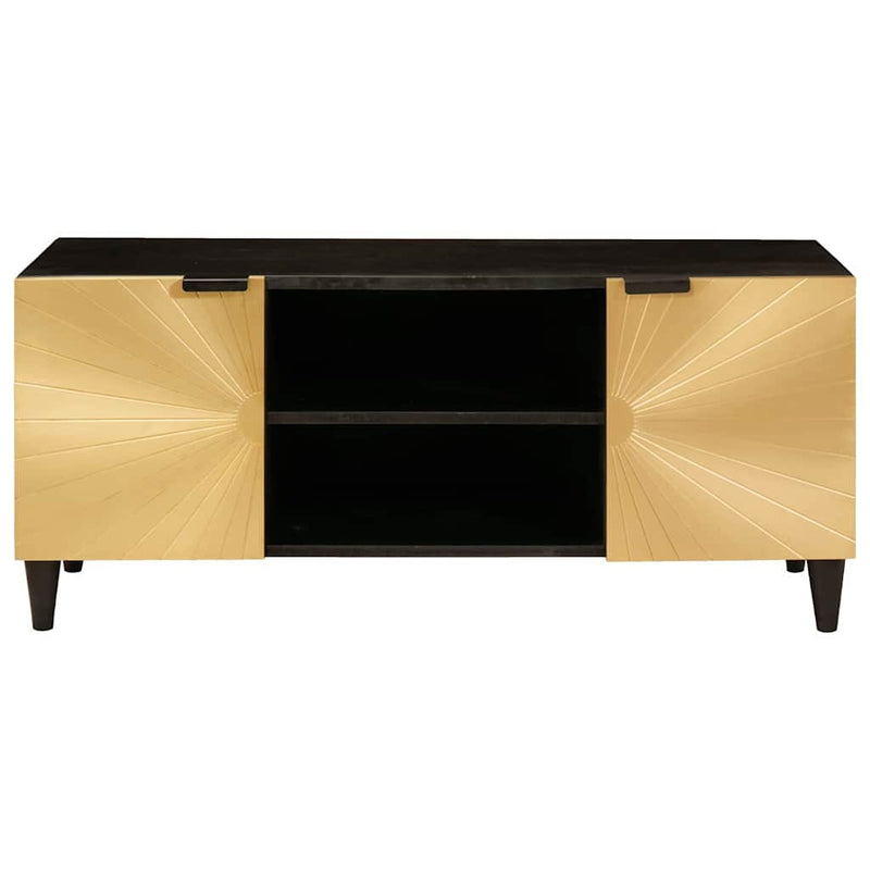 vidaXL TV szekrény Fekete és Arany 105 x 33 x 46 cm tömör mangófa