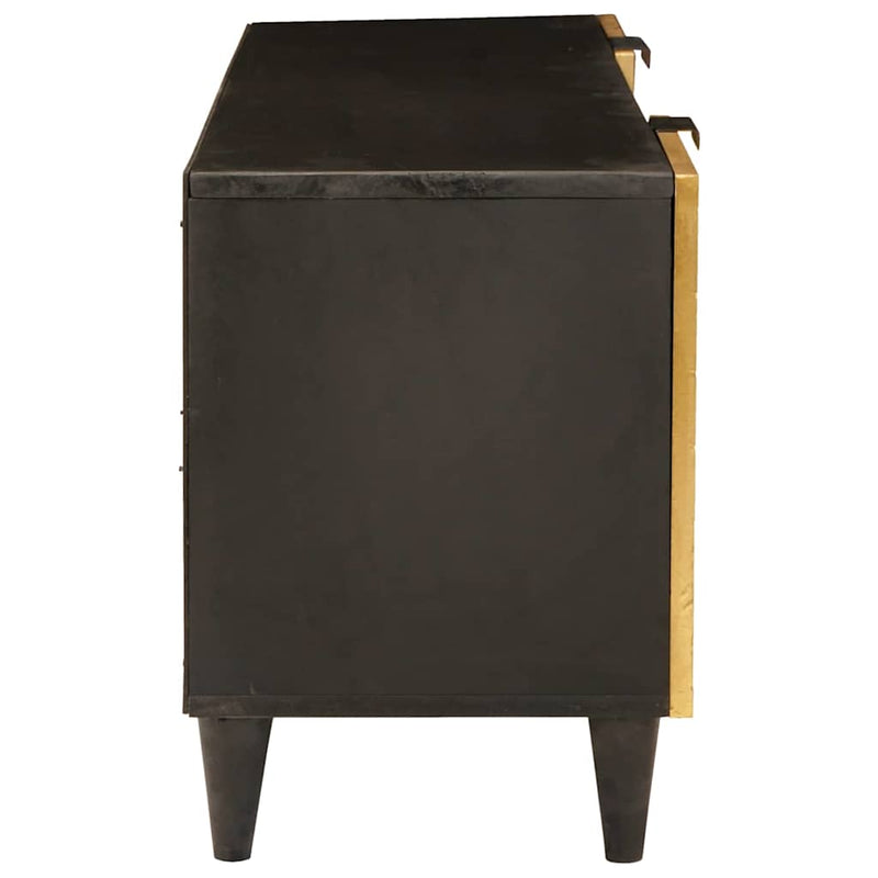 vidaXL TV szekrény Fekete és Arany 105 x 33 x 46 cm tömör mangófa